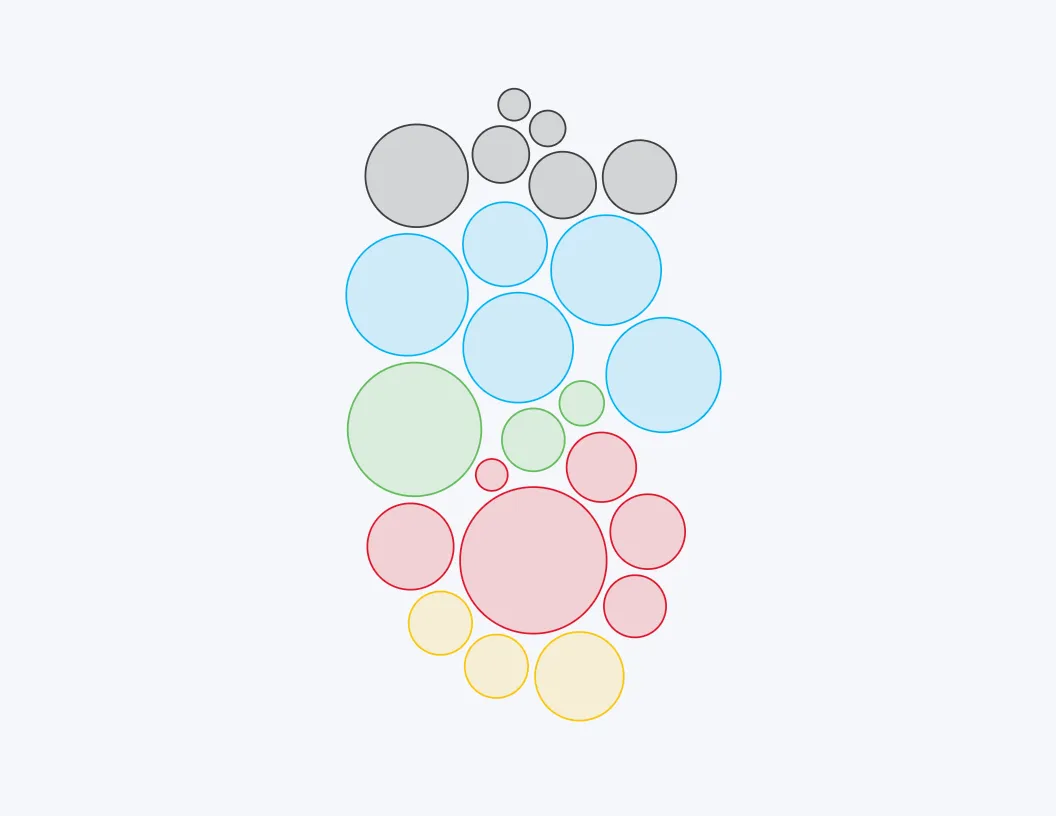 A group of different colored bubbles