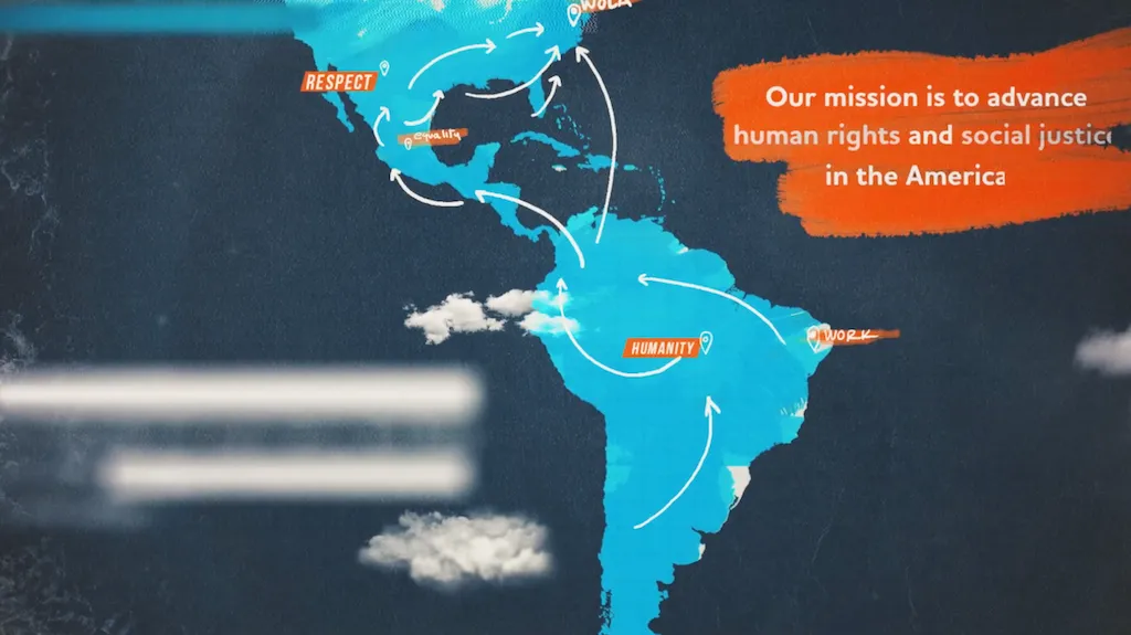 The title card of WOLA's video on human rights in the Americas